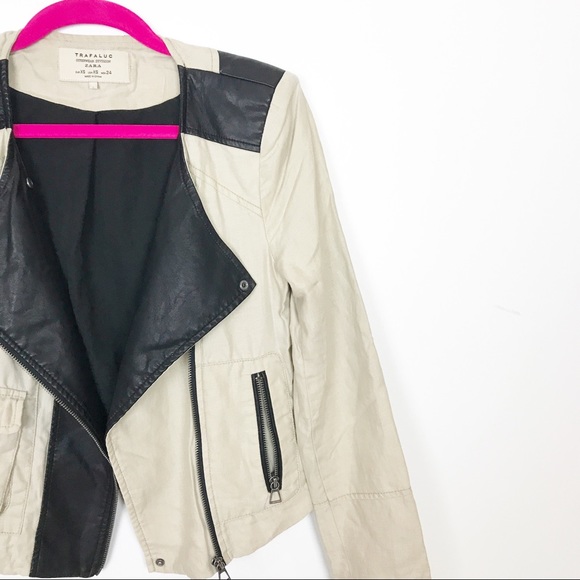 Zara Jacket | Blazer | Cream Canvas Black Leather - Picture 3 of 6